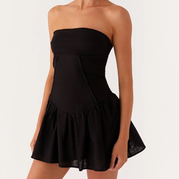 NWT PEPPERMAYO Larnie Linen Mini Dress Black AU4/US0 - Picture 1 of 6
